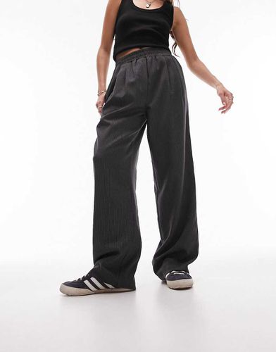 Joggers a gamba dritta sartoriali grigi gessati - Topshop - Modalova