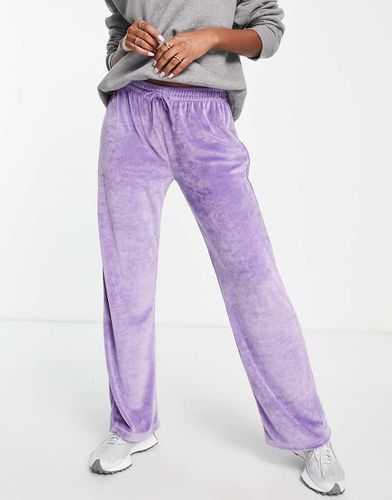 Joggers in velour a vita bassa lilla - Topshop - Modalova