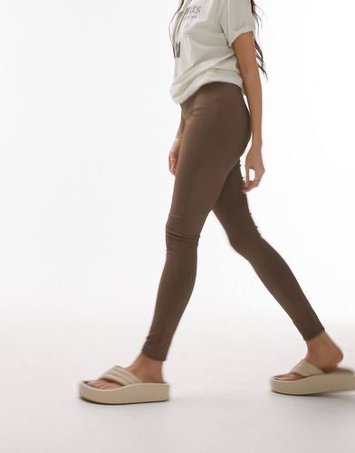 Leggings skinny marrone cioccolato a coste - Topshop - Modalova