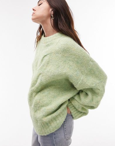 Maglione in soffice maglia a trecce sul davanti color menta a doppia tonalità - Topshop - Modalova