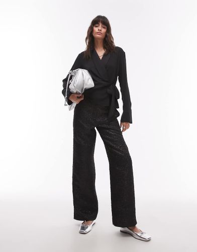 Pantalon taille basse en jacquard texturé - Topshop - Modalova