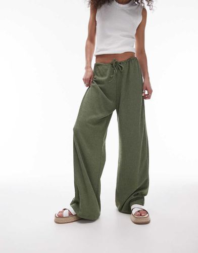 Pantaloni dritti oversize stropicciati kaki con coulisse - Topshop - Modalova