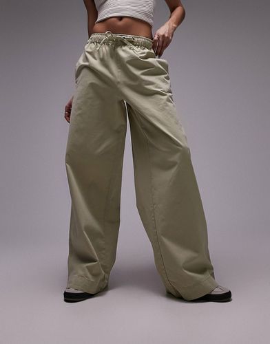 Pantaloni dritti casual color pietra con coulisse in vita - Topshop - Modalova