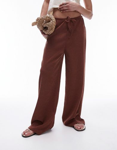 Pantaloni dritti casual stropicciati color ruggine con coulisse - Topshop - Modalova