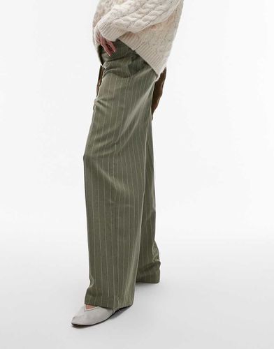 Pantaloni verdi a righe con cavallo basso - Topshop - Modalova