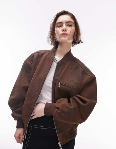 Premium - Giacca bomber in vero camoscio - Topshop - Modalova