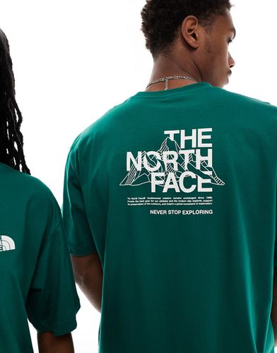 T-shirt oversize scuro con stampa di montagne sulla schiena - The North Face - Modalova