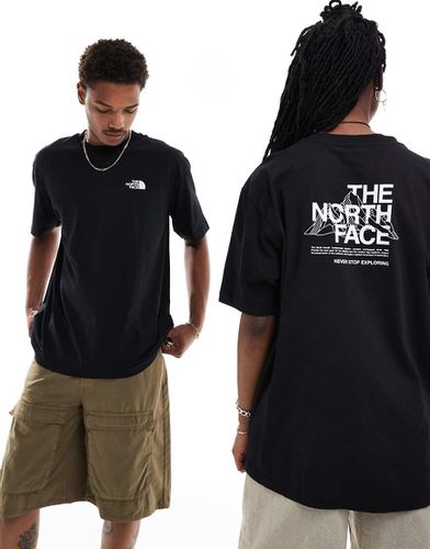 T-shirt oversize nera con stampa di montagne sul retro - The North Face - Modalova