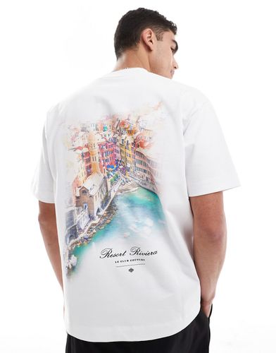 T-shirt bianca oversize con stampa "Riviera" sul retro - The Couture Club - Modalova