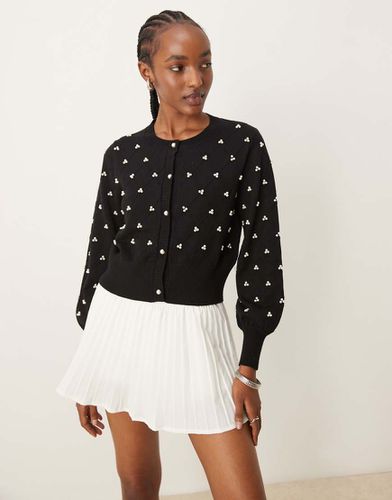 Cardigan con cuciture a rombi e strass - The Frolic - Modalova