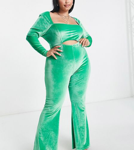 Tuta jumpsuit in velluto smeraldo con cut-out e bustino - The Frolic Plus - Modalova