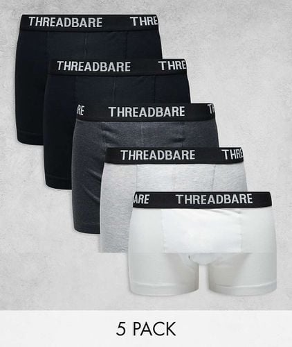 Confezione da 5 paia di boxer aderenti nero, grigio e bianco - Threadbare - Modalova