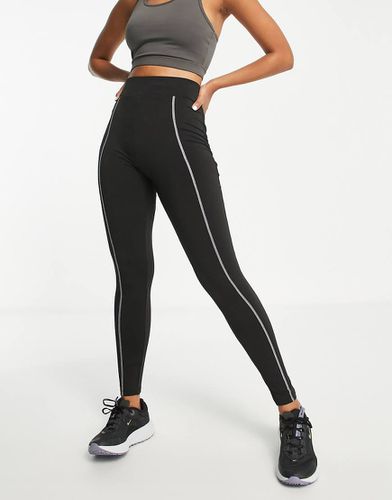 Fitness - Leggings neri da palestra con cuciture a contrasto - Threadbare - Modalova