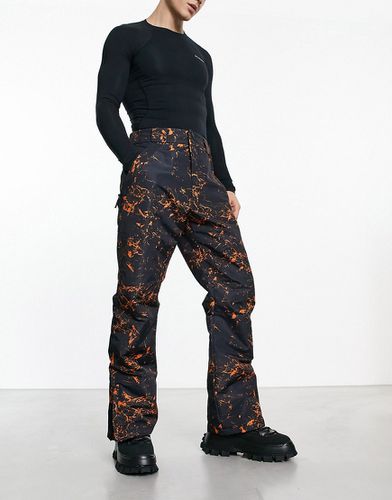 Pantaloni da sci neri e arancioni con stampa in coordinato - Threadbare - Modalova