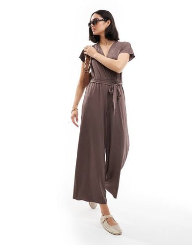 Peony - Tuta jumpsuit avvolgente marrone cioccolato - Threadbare - Modalova