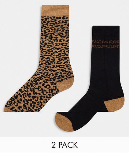 Ski - Confezione da 2 paia di calzini con stampa leopardata - Threadbare - Modalova