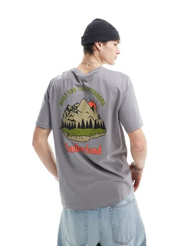 T-shirt oversize grigia con stampa di paesaggio di montagna sul retro - Timberland - Modalova