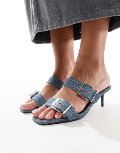 Sabot in denim con tacchetti a spillo e due fibbie - Truffle Collection - Modalova