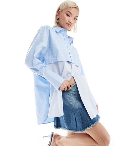 Camicia oversize combinata in popeline - Urban Revivo - Modalova