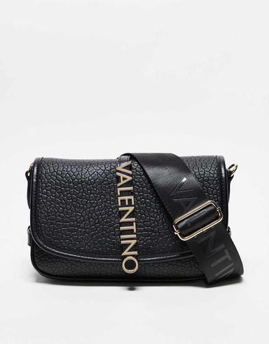 Valentino - Zeno - Borsa a tracolla nera coccodrillo con logo a contrasto - Valentino Bags - Modalova