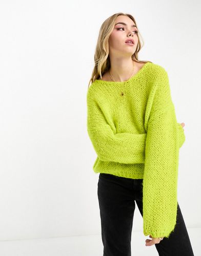 Maglione testurizzato con scollo a V color zolfo - Vero Moda - Modalova