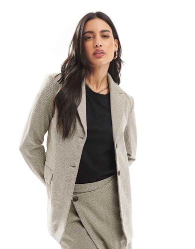 Blazer d'ensemble ajusté en tweed à chevrons - Beige - Vero Moda - Modalova