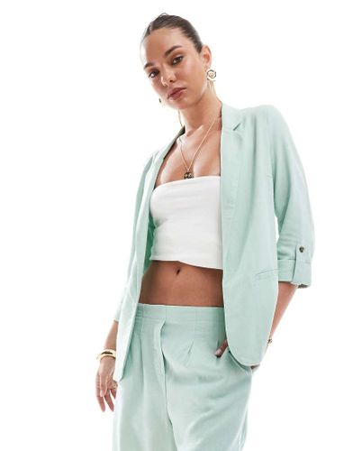 Blazer habillé d'ensemble en tissu aspect lin - sauge - Vero Moda - Modalova