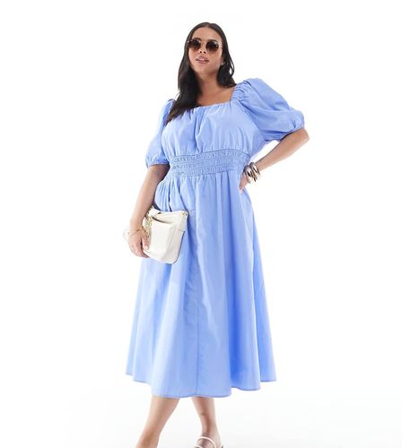 Robe mi-longue tendance folk à manches bouffantes - Vero Moda Curve - Modalova