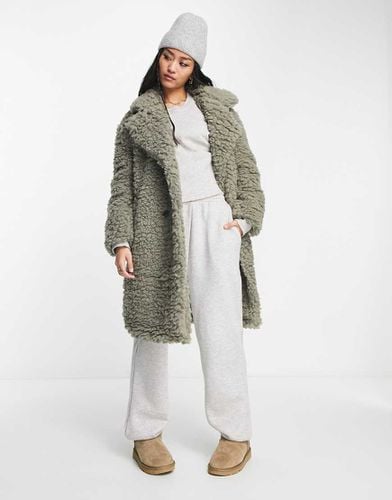 Cappotto oversize in pile borg kaki - Vero Moda - Modalova