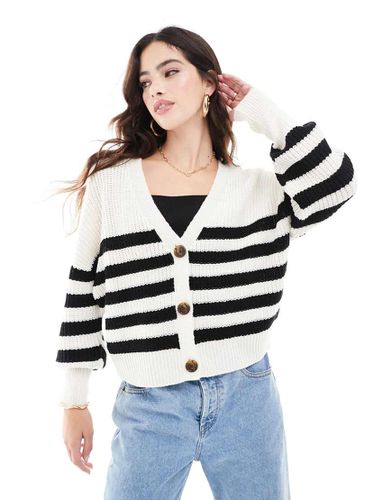 Cardigan e nero a righe pesante a coste con bottoni - Vero Moda - Modalova