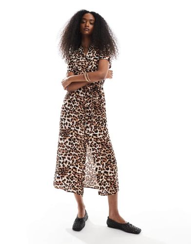 Easy - Robe chemise longue et boutonnée - Imprimé léopard - Vero Moda - Modalova
