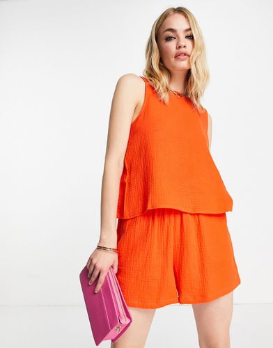 Pantaloncini arancioni a vita alta in coordinato - Vero Moda - Modalova