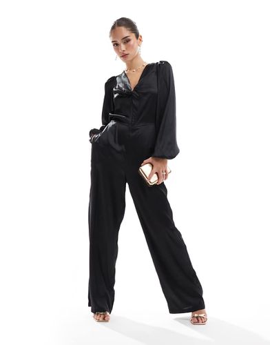 Tuta jumpsuit in raso nera con nodo frontale - Vero Moda - Modalova