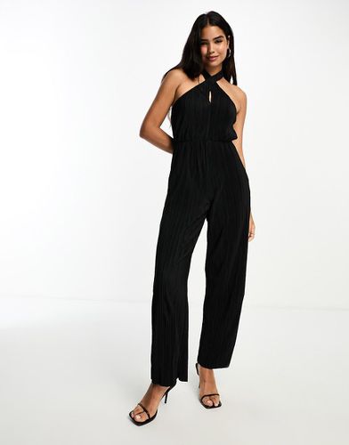 Tuta jumpsuit plissé nera incrociata davanti - Vero Moda - Modalova