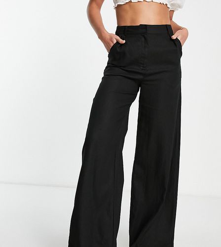 Pantaloni con fondo ampio in lino neri - Vero Moda Tall - Modalova