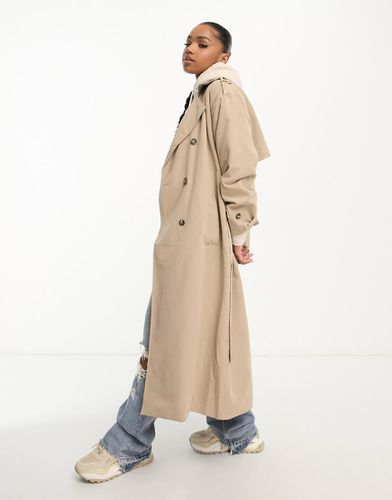 Trench taglio lungo color pietra con cintura - Vero Moda - Modalova