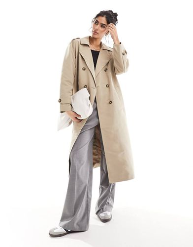 Trench taglio lungo color pietra con cintura - Vero Moda - Modalova