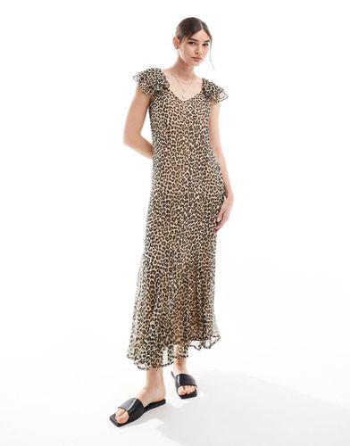 Vestito lungo leopardato con maniche con volant - Vero Moda - Modalova