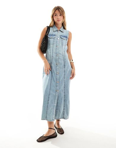 Vestito lungo senza maniche con bottoni in denim vintage - Vero Moda - Modalova