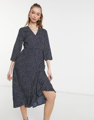 Vestito midi a portafoglio a pois blu navy - Vero Moda - Modalova