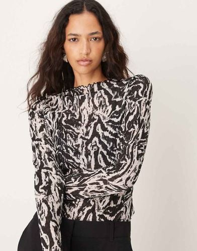 Top plissé monocromatico con stampa animalier e scollo a imbuto - Vila - Modalova