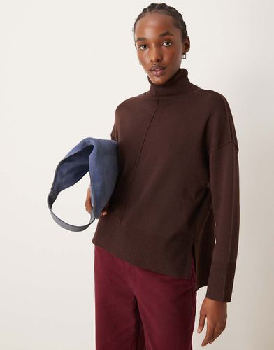 Maglione oversize accollato cioccolato con cuciture - Vila - Modalova