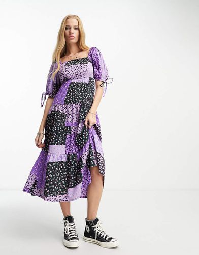 Vestito midi con stampa patchwork e maniche a sbuffo - VIOLET ROMANCE - Modalova