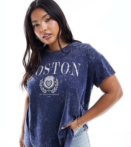 T-shirt oversize lavaggio acido con stampa "Boston" - Yours - Modalova