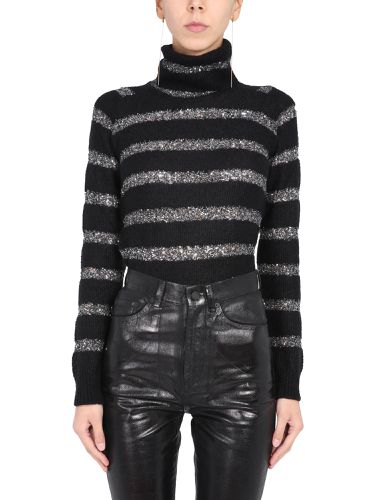 Striped sweater with sequins - saint laurent - Modalova