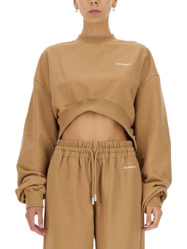 Cropped sweatshirt with logo - off-white - Modalova