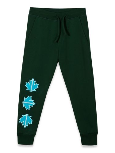 Plush pants leaf logo on front leg - dsquared - Modalova