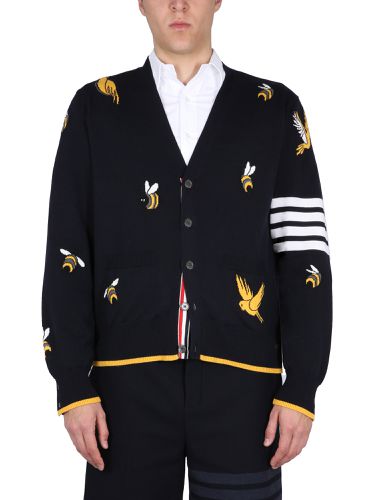 Cardigan with birds and bees inlays - thom browne - Modalova