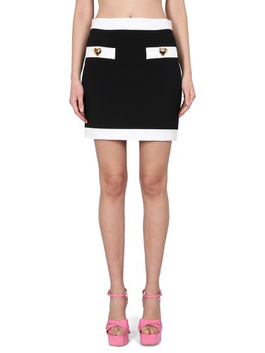 Heart buttons crepe miniskirt - moschino - Modalova