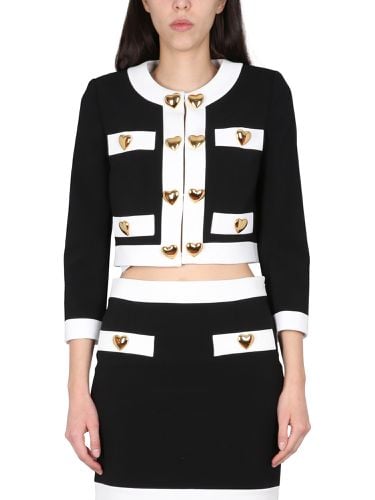 Moschino heart buttons crepe jacket - moschino - Modalova